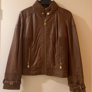 Via Spiga Brown Leather Jacket